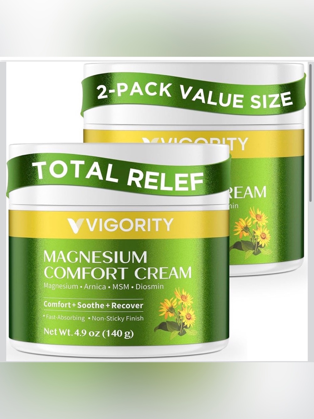 NEW Vigority Magnesium Comfort Cream 2-Pack (9.8 oz Total)